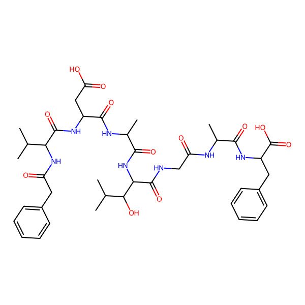 2D Structure of benzylcarbonyl-DL-Val-DL-Asp-DL-Ala-DL-Leu(3-OH)-Gly-DL-Ala-DL-Phe-OH