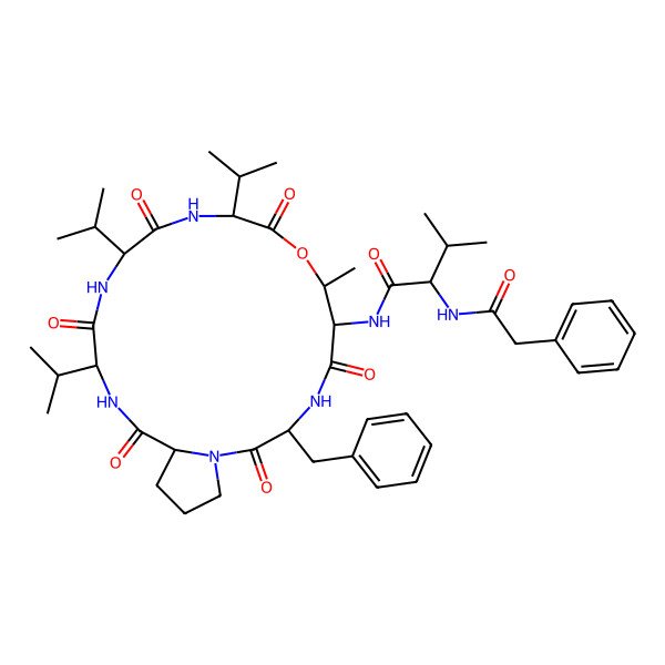 2D Structure of benzylcarbonyl-DL-Val-DL-xiThr(1)-DL-Phe-DL-Pro-DL-Val-DL-Val-DL-Val-(1)