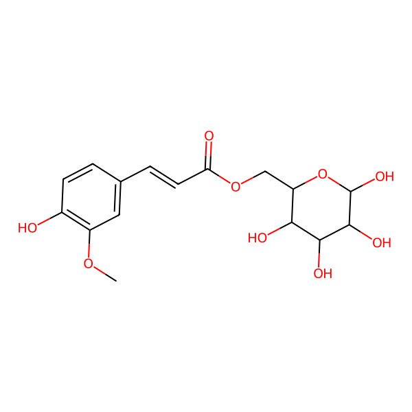 2D Structure of beta-D-Glucopyranose, 6-[3-(4-hydroxy-3-methoxyphenyl)-2-propenoate], (E)-