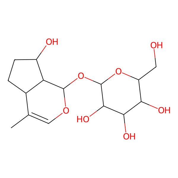 2D Structure of beta-D-Glucopyranoside, 1,4a,5,6,7,7a-hexahydro-7-hydroxy-4-methylcyclopenta(c)pyran-1-yl