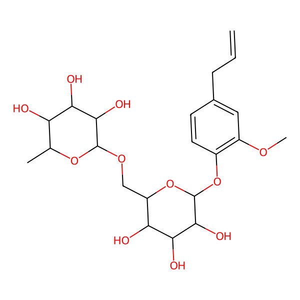 2D Structure of beta-D-Glucopyranoside, 2-methoxy-4-(2-propenyl)phenyl 6-O-(6-deoxy-alpha-L-mannopyranosyl)-
