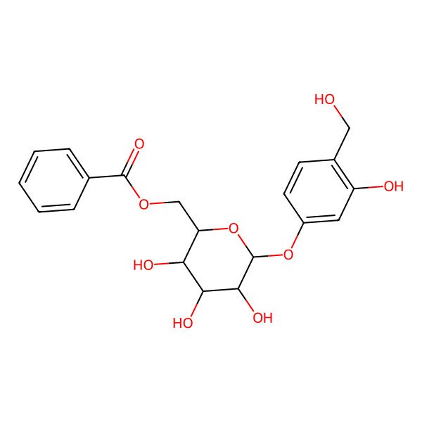 2D Structure of beta-D-Glucopyranoside, 3-hydroxy-4-(hydroxymethyl)phenyl, 6-benzoate