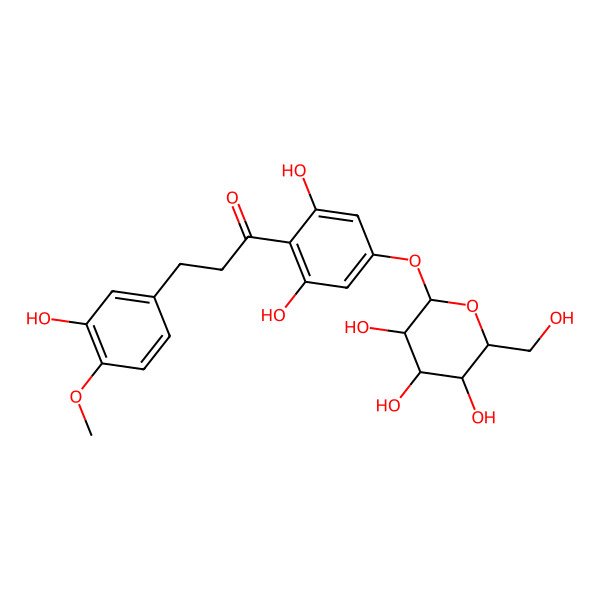 2D Structure of beta-D-Glucopyranoside, 3,5-dihydroxy-4-(3-(3-hydroxy-4-methoxyphenyl)-1-oxopropyl)phenyl