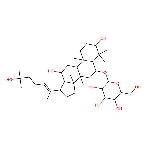 2D Structure of beta-D-Glucopyranoside, (3beta,6alpha,12beta,20E)-3,12,25-trihydroxydammar-20(22)-en-6-yl