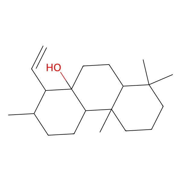 2D Structure of (4aR,4bR,7S,8S,8aR,10aR)-8-ethenyl-1,1,4a,7-tetramethyl-3,4,4b,5,6,7,8,9,10,10a-decahydro-2H-phenanthren-8a-ol