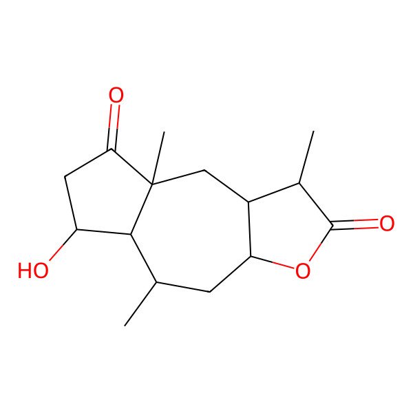 2D Structure of (1S,3aR,5S,5aS,6S,8aS,9aR)-6-hydroxy-1,5,8a-trimethyl-3a,4,5,5a,6,7,9,9a-octahydro-1H-azuleno[6,7-b]furan-2,8-dione