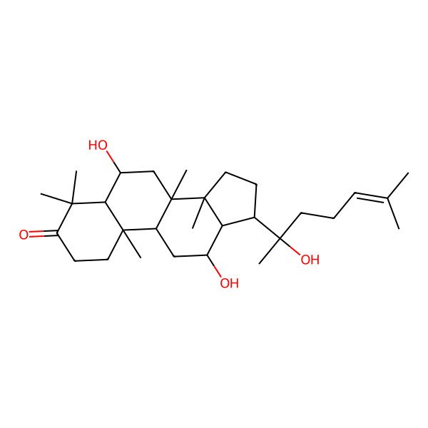 2D Structure of (5R,6S,8R,9R,10R,12R,13R,14R,17S)-6,12-dihydroxy-17-[(2S)-2-hydroxy-6-methylhept-5-en-2-yl]-4,4,8,10,14-pentamethyl-1,2,5,6,7,9,11,12,13,15,16,17-dodecahydrocyclopenta[a]phenanthren-3-one
