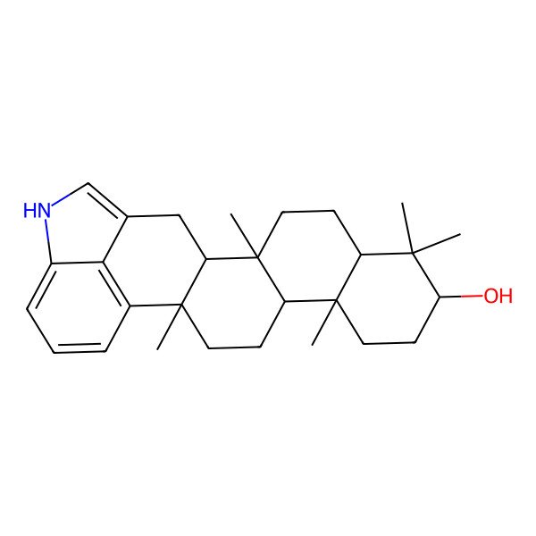 2D Structure of 2,6,10,10,14-Pentamethyl-19-azahexacyclo[15.6.1.02,15.05,14.06,11.020,24]tetracosa-1(24),17,20,22-tetraen-9-ol