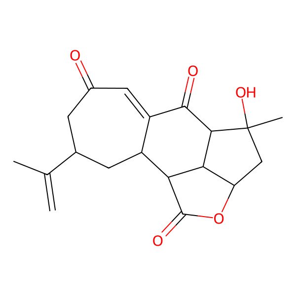 2D Structure of (1S,2S,4S,10R,11S,13R,16R)-11-hydroxy-11-methyl-4-prop-1-en-2-yl-14-oxatetracyclo[8.5.1.02,8.013,16]hexadec-7-ene-6,9,15-trione