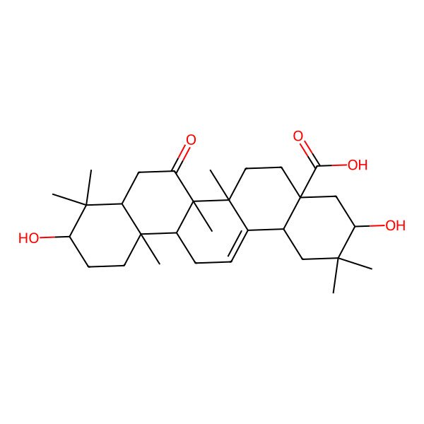 2D Structure of (3S,4aR,6aR,6aR,6bR,8aR,10S,12aS,14bS)-3,10-dihydroxy-2,2,6a,6b,9,9,12a-heptamethyl-7-oxo-3,4,5,6,6a,8,8a,10,11,12,13,14b-dodecahydro-1H-picene-4a-carboxylic acid
