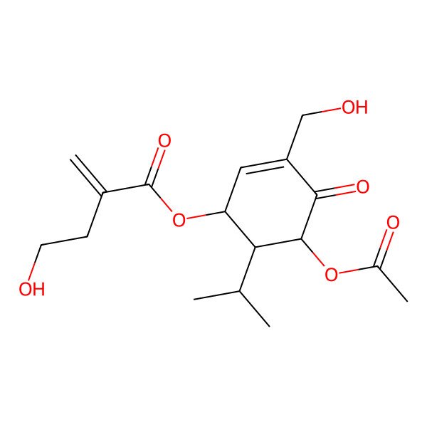 2D Structure of [(1S,5R,6S)-5-acetyloxy-3-(hydroxymethyl)-4-oxo-6-propan-2-ylcyclohex-2-en-1-yl] 4-hydroxy-2-methylidenebutanoate