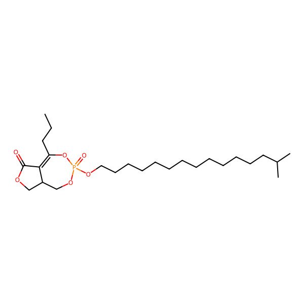 2D Structure of (3R,8aR)-3-(14-methylpentadecoxy)-3-oxo-5-propyl-8,8a-dihydro-1H-furo[3,4-e][1,3,2]dioxaphosphepin-6-one