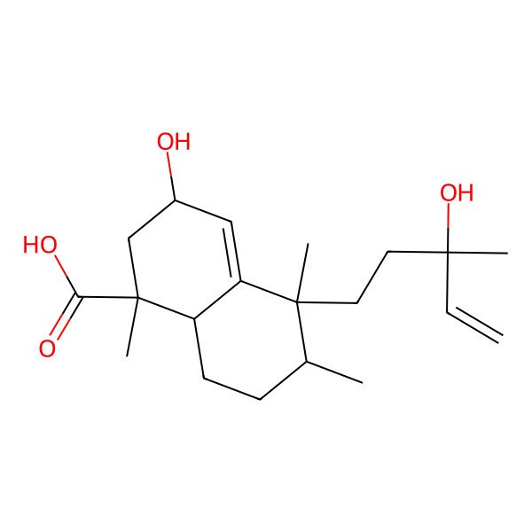 2D Structure of 3-Hydroxy-5-(3-hydroxy-3-methylpent-4-enyl)-1,5,6-trimethyl-2,3,6,7,8,8a-hexahydronaphthalene-1-carboxylic acid