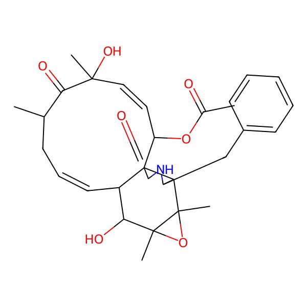 2D Structure of [(1S,2R,3E,5R,7S,9E,11R,12S,13R,15S,16S,17S)-17-benzyl-5,12-dihydroxy-5,7,13,15-tetramethyl-6,19-dioxo-14-oxa-18-azatetracyclo[9.8.0.01,16.013,15]nonadeca-3,9-dien-2-yl] acetate