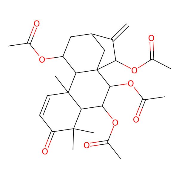 2D Structure of [(1S,2R,3R,4S,9S,10S,11S,13R,15R)-2,3,15-triacetyloxy-5,5,9-trimethyl-14-methylidene-6-oxo-11-tetracyclo[11.2.1.01,10.04,9]hexadec-7-enyl] acetate