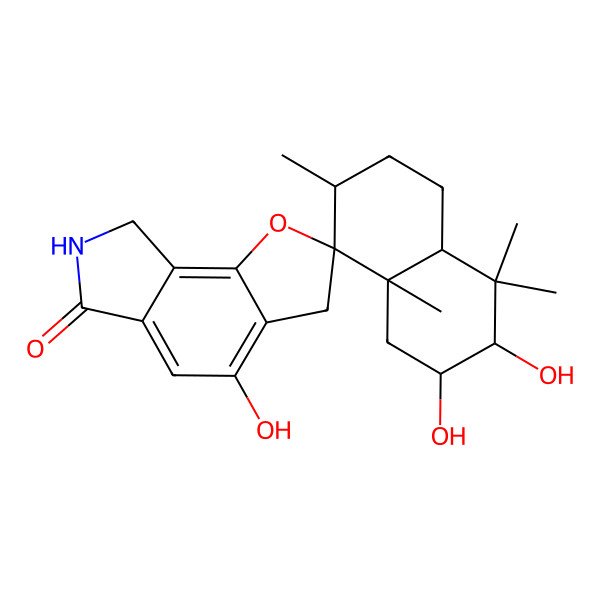 2D Structure of 2,3,4'-trihydroxy-4,4,7,8a-tetramethylspiro[2,3,4a,5,6,7-hexahydro-1H-naphthalene-8,2'-7,8-dihydro-3H-furo[2,3-e]isoindole]-6'-one