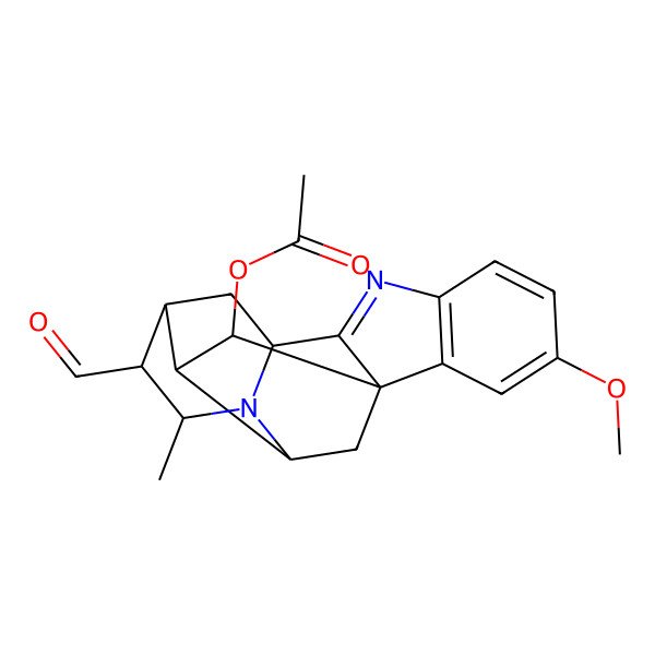 2D Structure of [(12R,14S,16S,17S,18R)-13-formyl-4-methoxy-14-methyl-8,15-diazahexacyclo[14.2.1.01,9.02,7.010,15.012,17]nonadeca-2(7),3,5,8-tetraen-18-yl] acetate