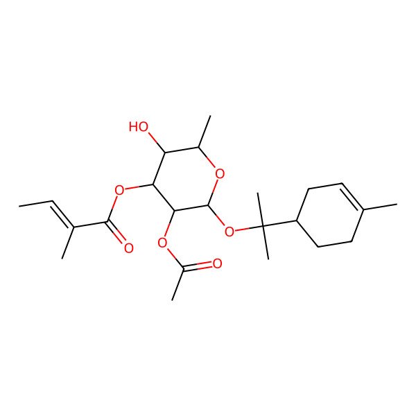 2D Structure of [(2R,3S,4S,5R,6S)-5-acetyloxy-3-hydroxy-2-methyl-6-[2-[(1R)-4-methylcyclohex-3-en-1-yl]propan-2-yloxy]oxan-4-yl] (Z)-2-methylbut-2-enoate