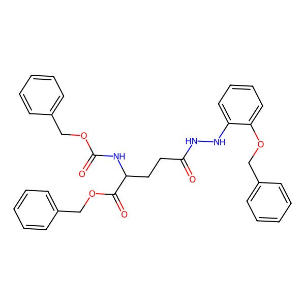 2D Structure of L-Glutamic acid, N-[(phenylmethoxy)carbonyl]-, 1-(phenylmethyl) ester, 5-[2-[2-(phenylmethoxy)phenyl]hydrazide]