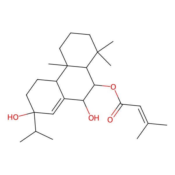 2D Structure of [(2R,4aR,4bR,8aS,9R,10S)-2,10-dihydroxy-4b,8,8-trimethyl-2-propan-2-yl-4,4a,5,6,7,8a,9,10-octahydro-3H-phenanthren-9-yl] 3-methylbut-2-enoate