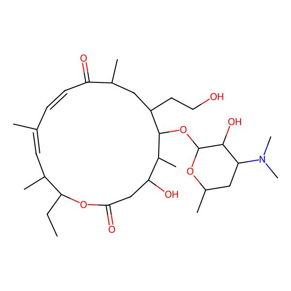 2D Structure of 6-[4-(Dimethylamino)-3-hydroxy-6-methyloxan-2-yl]oxy-16-ethyl-4-hydroxy-7-(2-hydroxyethyl)-5,9,13,15-tetramethyl-1-oxacyclohexadeca-11,13-diene-2,10-dione