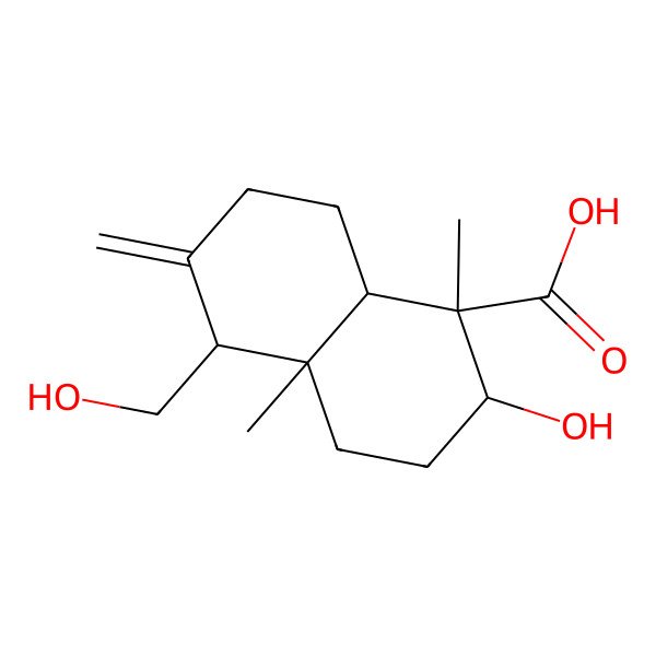 2D Structure of 2-hydroxy-5-(hydroxymethyl)-1,4a-dimethyl-6-methylidene-3,4,5,7,8,8a-hexahydro-2H-naphthalene-1-carboxylic acid