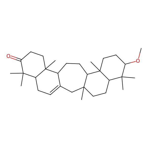 2D Structure of (1S,6R,11R,12R,15S,16R,19S,21S)-19-methoxy-1,7,7,11,16,20,20-heptamethylpentacyclo[13.8.0.03,12.06,11.016,21]tricos-3-en-8-one