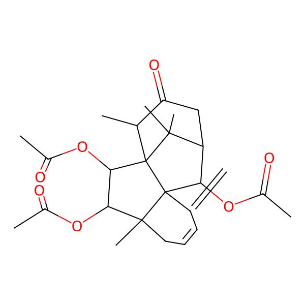 2D Structure of (2,3-Diacetyloxy-4,14,15,15-tetramethyl-8-methylidene-13-oxo-10-tetracyclo[9.3.1.01,9.04,9]pentadec-6-enyl) acetate