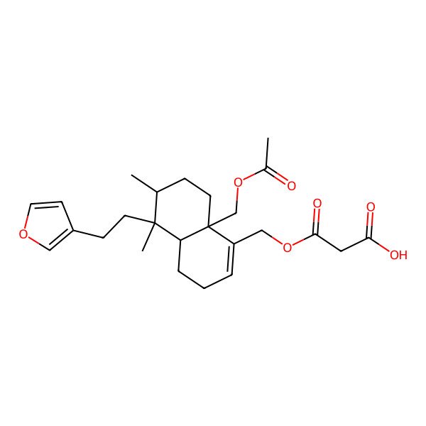 2D Structure of 3-[[(4aR,5S,6R,8aS)-8a-(acetyloxymethyl)-5-[2-(furan-3-yl)ethyl]-5,6-dimethyl-3,4,4a,6,7,8-hexahydronaphthalen-1-yl]methoxy]-3-oxopropanoic acid