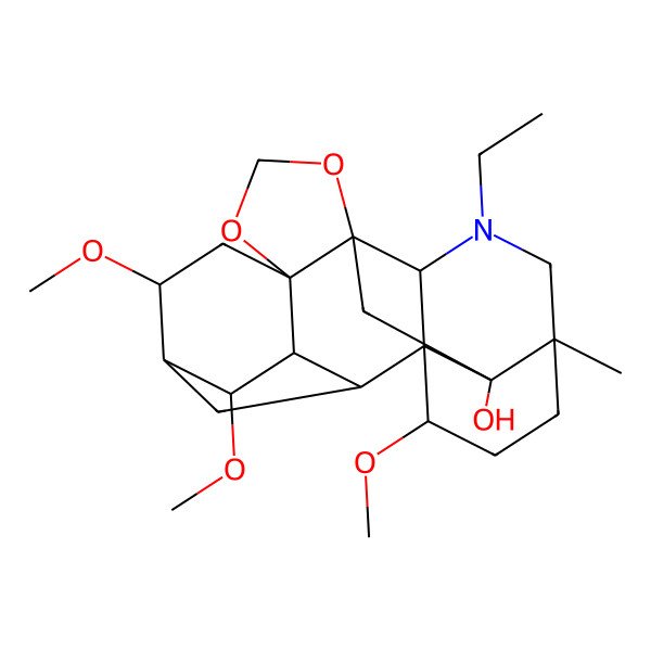2D Structure of (1S,2R,3R,4S,5R,6R,8R,12R,13S,16S,19S,20S)-14-ethyl-4,6,19-trimethoxy-16-methyl-9,11-dioxa-14-azaheptacyclo[10.7.2.12,5.01,13.03,8.08,12.016,20]docosan-20-ol
