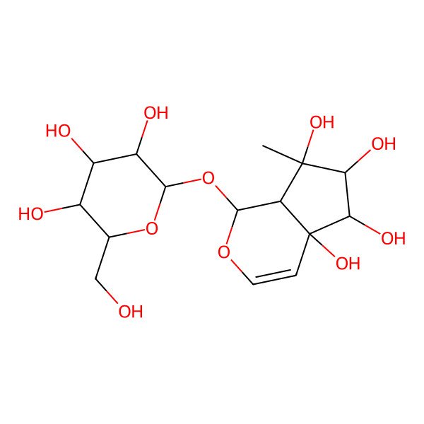 2D Structure of (1S,4aS,5R,6S,7R,7aR)-7-methyl-1-[(2R,3R,4S,5S,6R)-3,4,5-trihydroxy-6-(hydroxymethyl)oxan-2-yl]oxy-1,5,6,7a-tetrahydrocyclopenta[c]pyran-4a,5,6,7-tetrol