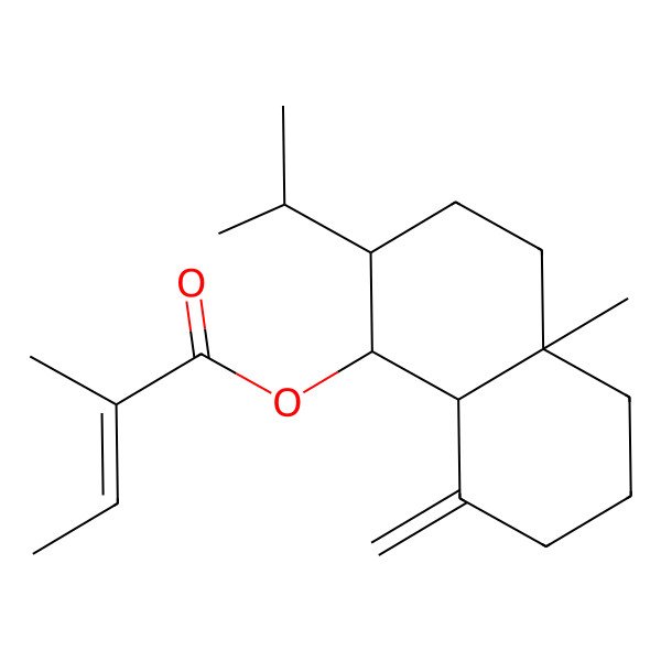 2D Structure of [(1S,2S,4aR,8aS)-4a-methyl-8-methylidene-2-propan-2-yl-1,2,3,4,5,6,7,8a-octahydronaphthalen-1-yl] (Z)-2-methylbut-2-enoate
