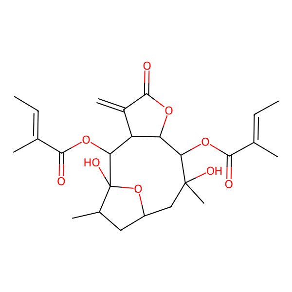 2D Structure of [(1S,2S,3R,7R,8S,9R,11R,13S)-1,9-dihydroxy-9,13-dimethyl-8-[(Z)-2-methylbut-2-enoyl]oxy-4-methylidene-5-oxo-6,14-dioxatricyclo[9.2.1.03,7]tetradecan-2-yl] (Z)-2-methylbut-2-enoate
