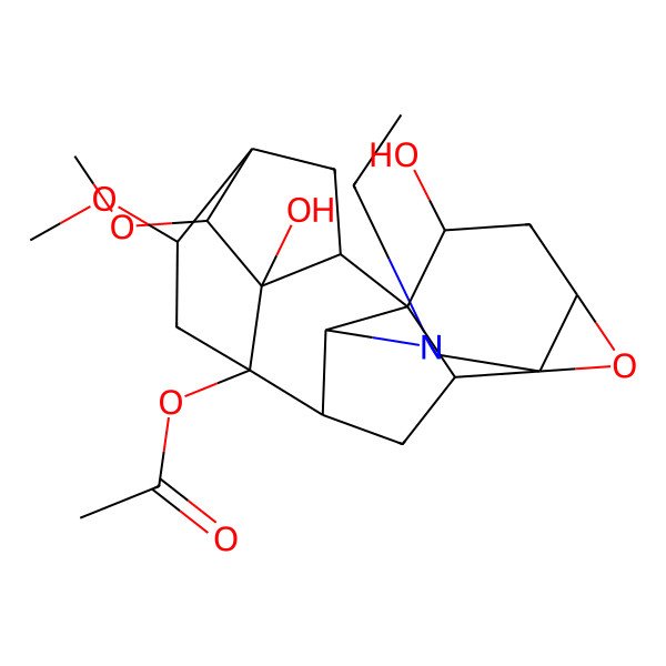 2D Structure of [(1S,2S,4S,6S,9R,10S,11S,13S,14R,15S,16S,17S,18S)-8-ethyl-2,16-dihydroxy-13,15-dimethoxy-5-oxa-8-azaheptacyclo[8.7.2.114,17.01,9.04,6.06,18.011,16]icosan-11-yl] acetate