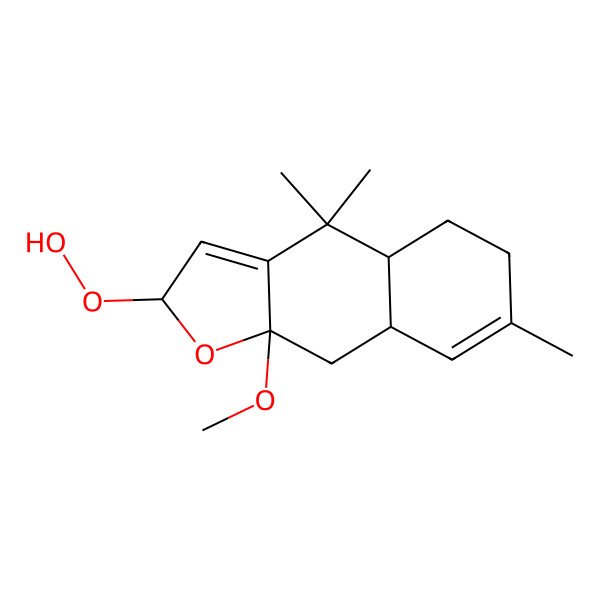 2D Structure of (2S,4aR,8aS,9aS)-2-hydroperoxy-9a-methoxy-4,4,7-trimethyl-2,4a,5,6,8a,9-hexahydrobenzo[f][1]benzofuran