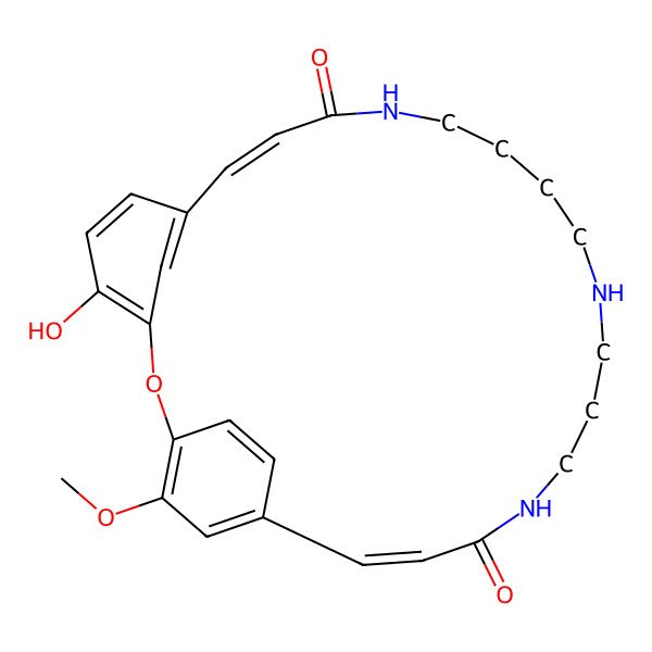 2D Structure of 4-Hydroxy-26-methoxy-2-oxa-11,16,20-triazatricyclo[22.2.2.13,7]nonacosa-1(26),3,5,7(29),8,22,24,27-octaene-10,21-dione