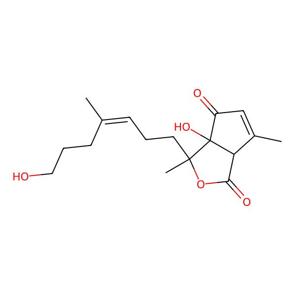 2D Structure of (3S,3aS,6aS)-3a-hydroxy-3-[(E)-7-hydroxy-4-methylhept-3-enyl]-3,6-dimethyl-6aH-cyclopenta[c]furan-1,4-dione