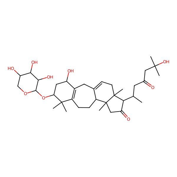 2D Structure of 4-Hydroxy-15-(6-hydroxy-6-methyl-4-oxoheptan-2-yl)-7,7,12,16-tetramethyl-6-(3,4,5-trihydroxyoxan-2-yl)oxytetracyclo[9.7.0.03,8.012,16]octadeca-1(18),3(8)-dien-14-one