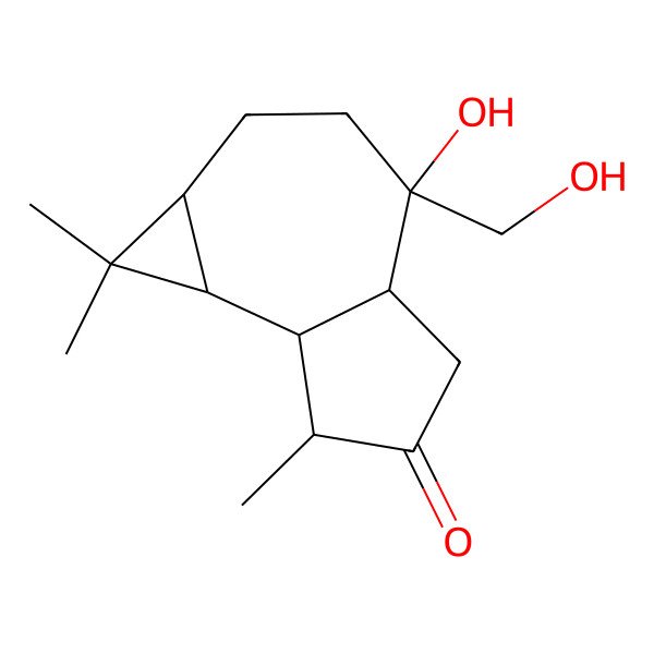 2D Structure of (1aR,4S,4aS,7S,7aR,7bS)-4-hydroxy-4-(hydroxymethyl)-1,1,7-trimethyl-1a,2,3,4a,5,7,7a,7b-octahydrocyclopropa[e]azulen-6-one