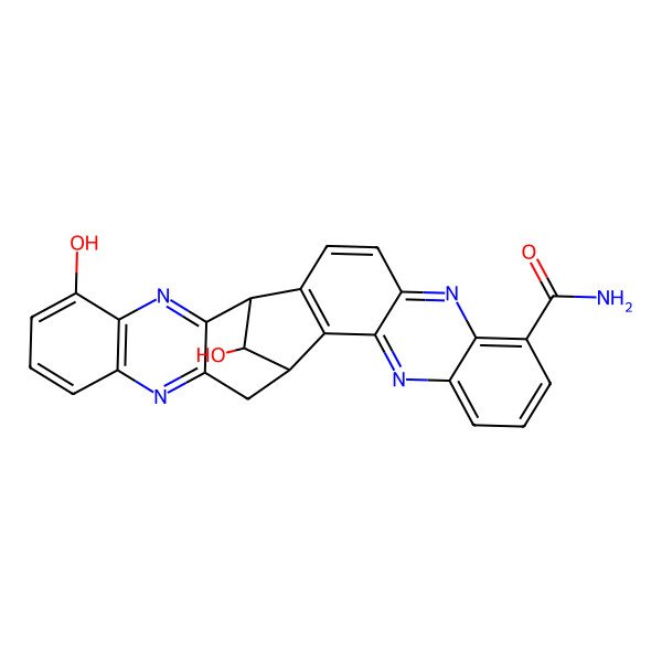 2D Structure of 20,28-Dihydroxy-4,11,18,25-tetrazaheptacyclo[14.11.1.02,15.03,12.05,10.017,26.019,24]octacosa-2(15),3,5,7,9,11,13,17,19(24),20,22,25-dodecaene-9-carboxamide