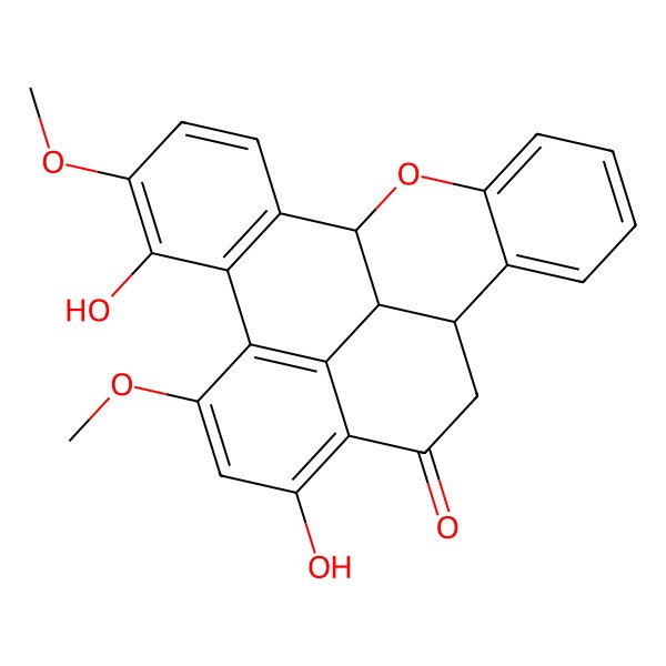 2D Structure of 6,11-Dihydroxy-5,9-dimethoxy-22-oxahexacyclo[10.10.2.02,7.08,24.015,23.016,21]tetracosa-2(7),3,5,8,10,12(24),16,18,20-nonaen-13-one