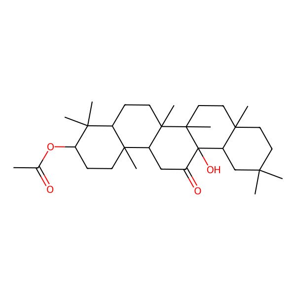 2D Structure of (6a-Hydroxy-4,4,6a,6b,8a,11,11,14b-octamethyl-13-oxo-1,2,3,4a,5,6,7,8,9,10,12,12a,14,14a-tetradecahydropicen-3-yl) acetate