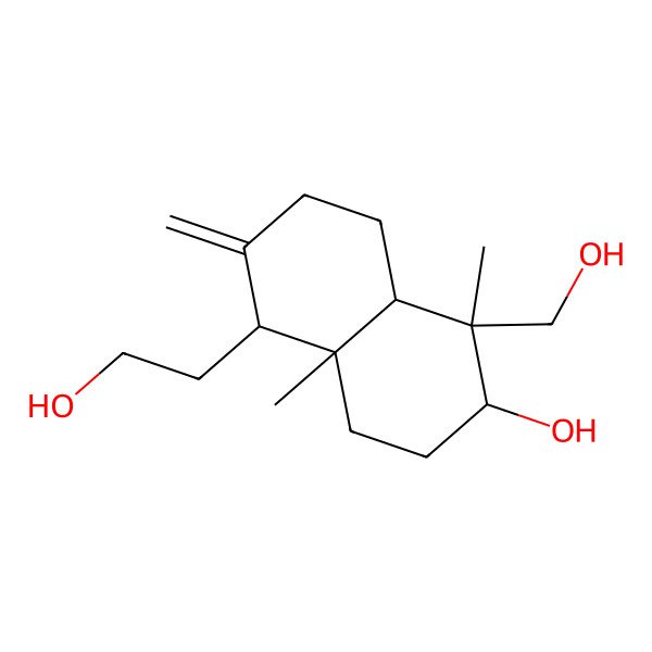 2D Structure of 5-(2-hydroxyethyl)-1-(hydroxymethyl)-1,4a-dimethyl-6-methylidene-3,4,5,7,8,8a-hexahydro-2H-naphthalen-2-ol