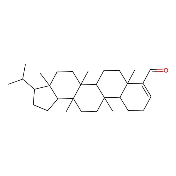 2D Structure of (3R,3aR,5aR,5bS,7aS,11aS,11bR,13aS,13bR)-3a,5a,7a,11b,13a-pentamethyl-3-propan-2-yl-1,2,3,4,5,5b,6,7,10,11,11a,12,13,13b-tetradecahydrocyclopenta[a]chrysene-8-carbaldehyde