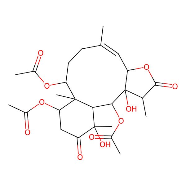 2D Structure of [(1R,2S,3S,4R,7S,8Z,12S,13S,14S,17R)-2,14-diacetyloxy-3,17-dihydroxy-4,9,13,17-tetramethyl-5,16-dioxo-6-oxatricyclo[11.4.0.03,7]heptadec-8-en-12-yl] acetate