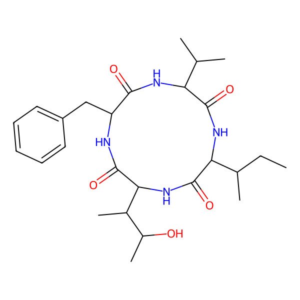 2D Structure of 3-Benzyl-9-butan-2-yl-6-(3-hydroxybutan-2-yl)-12-propan-2-yl-1,4,7,10-tetrazacyclododecane-2,5,8,11-tetrone
