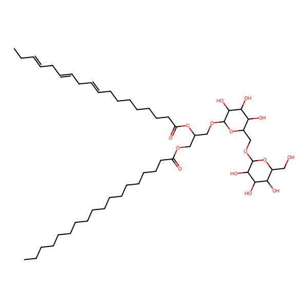 2D Structure of [(2S)-2-[(9Z,12Z,15Z)-octadeca-9,12,15-trienoyl]oxy-3-[(2R,3R,4S,5R,6R)-3,4,5-trihydroxy-6-[[(2S,3R,4S,5R,6R)-3,4,5-trihydroxy-6-(hydroxymethyl)oxan-2-yl]oxymethyl]oxan-2-yl]oxypropyl] octadecanoate