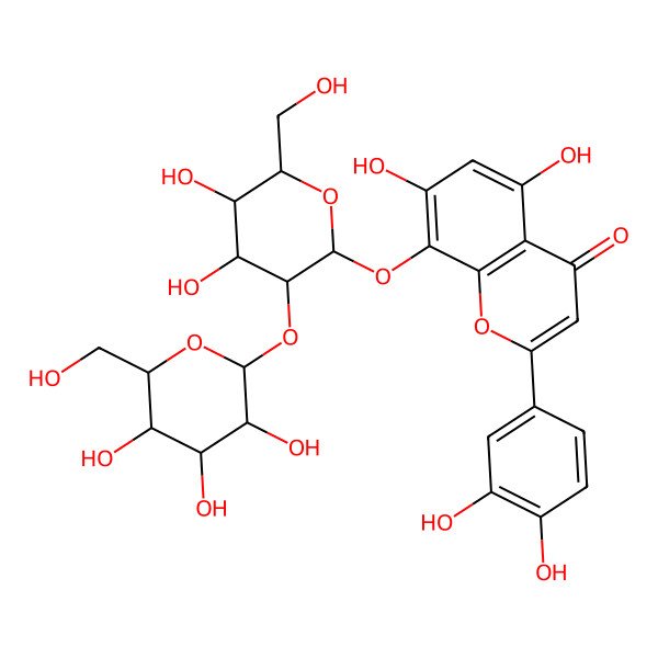 2D Structure of 8-[(2S,3R,4S,5S,6R)-4,5-dihydroxy-6-(hydroxymethyl)-3-[(2S,3R,4S,5S,6R)-3,4,5-trihydroxy-6-(hydroxymethyl)oxan-2-yl]oxyoxan-2-yl]oxy-2-(3,4-dihydroxyphenyl)-5,7-dihydroxychromen-4-one