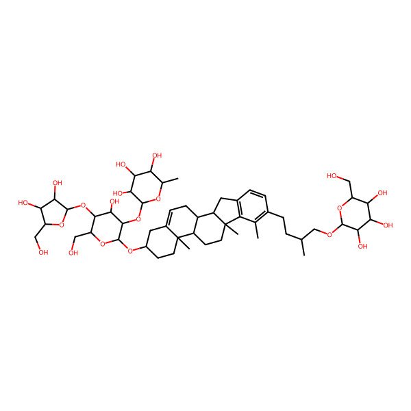 2D Structure of (2S,3R,4R,5R,6S)-2-[(2R,3R,4S,5S,6R)-2-[[(2S,4aR,4bS,6aS,11aS,11bR)-4a,6a,7-trimethyl-8-[(3R)-3-methyl-4-[(2R,3R,4S,5S,6R)-3,4,5-trihydroxy-6-(hydroxymethyl)oxan-2-yl]oxybutyl]-2,3,4,4b,5,6,11,11a,11b,12-decahydro-1H-indeno[2,1-a]phenanthren-2-yl]oxy]-5-[(2S,3R,4R,5S)-3,4-dihydroxy-5-(hydroxymethyl)oxolan-2-yl]oxy-4-hydroxy-6-(hydroxymethyl)oxan-3-yl]oxy-6-methyloxane-3,4,5-triol