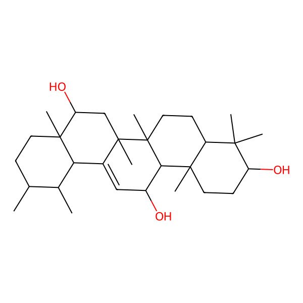 2D Structure of (3S,6aR,6bS,8S,8aS,11R,12S,14R,14bS)-4,4,6a,6b,8a,11,12,14b-octamethyl-2,3,4a,5,6,7,8,9,10,11,12,12a,14,14a-tetradecahydro-1H-picene-3,8,14-triol 2D Structure of (3S,6aR,6bS,8S,8aS,11R,12S,14R,14bS)-4,4,6a,6b,8a,11,12,14b-octamethyl-2,3,4a,5,6,7,8,9,10,11,12,12a,14,14a-tetradecahydro-1H-picene-3,8,14-triol